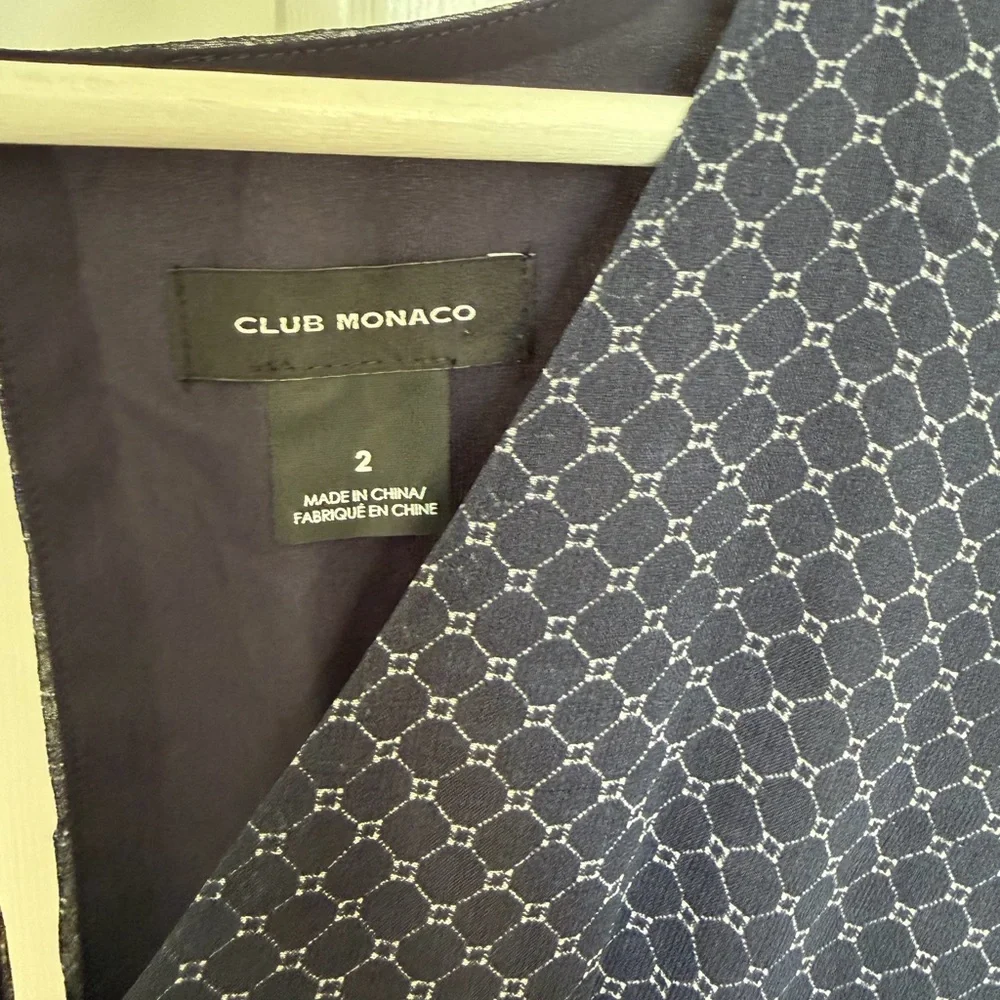 Club Monaco Navy Geometric Long Sleeve Dress - Picture 3 of 3